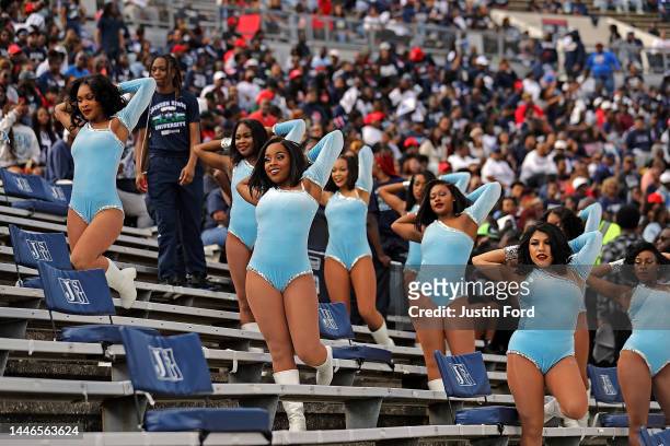 The Jackson State Tigers majorettes "The Prancing J-Settes" before the game between the Jackson State Tigers and the Southern University Jaguars in...