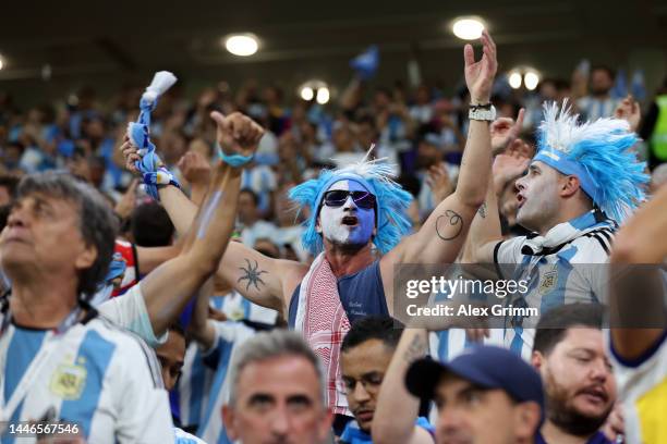 Argentina fans celebrate after the team's victory during the FIFA World Cup Qatar 2022 Round of 16 match between Argentina and Australia at Ahmad Bin...