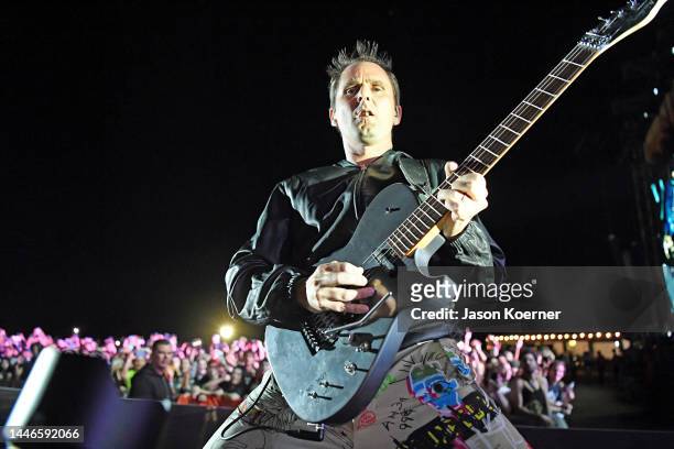 Matt Bellamy of MUSE performs on stage during Audacy Beach Festival at Fort Lauderdale Beach on December 03, 2022 in Fort Lauderdale, Florida.