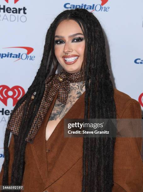 Zhavia arrives at the KIIS FM's iHeartRadio Jingle Ball 2022 Presented By Capital Oneat The Kia Forum on December 02, 2022 in Inglewood, California.