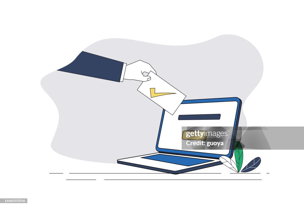 Voting Pc Computer Voting Online Voting For Elections High-Res Vector Graphic ...