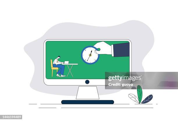 bildbanksillustrationer, clip art samt tecknat material och ikoner med men, computers, clocks, arms, giving time. - due diligence cartoon