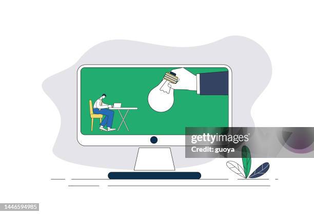 men, computers, light bulbs, arms, inspirational help. - hands typing on computer stock illustrations