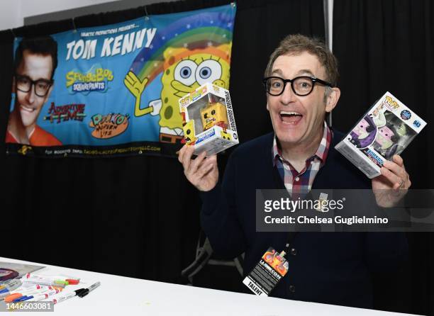 Actor/comedian Tom Kenny poses while signing autographs during 2022 Los Angeles Comic Con at Los Angeles Convention Center on December 03, 2022 in...