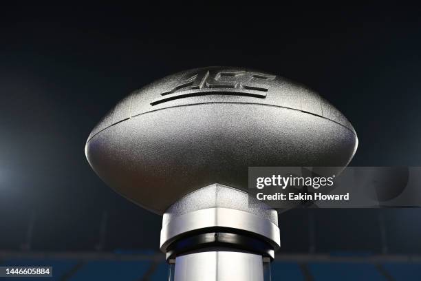 Model of the ACC trophy is seen on the field during the ACC Championship game at Bank of America Stadium on December 03, 2022 in Charlotte, North...