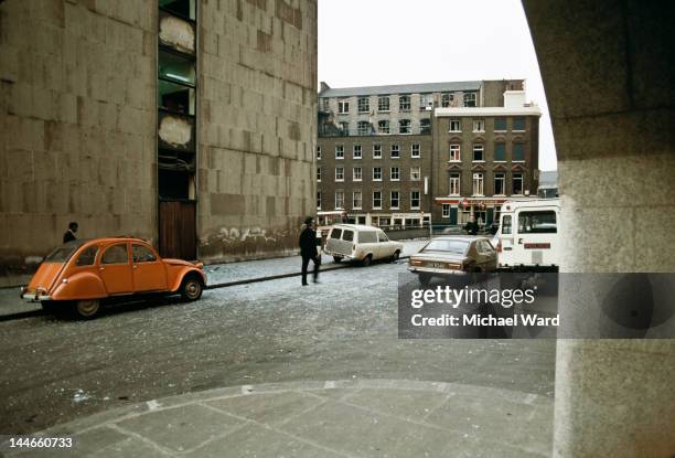 The scene outside the Old Bailey in London after an IRA car bomb exploded, killing one person and injuring many, 8th March 1973.