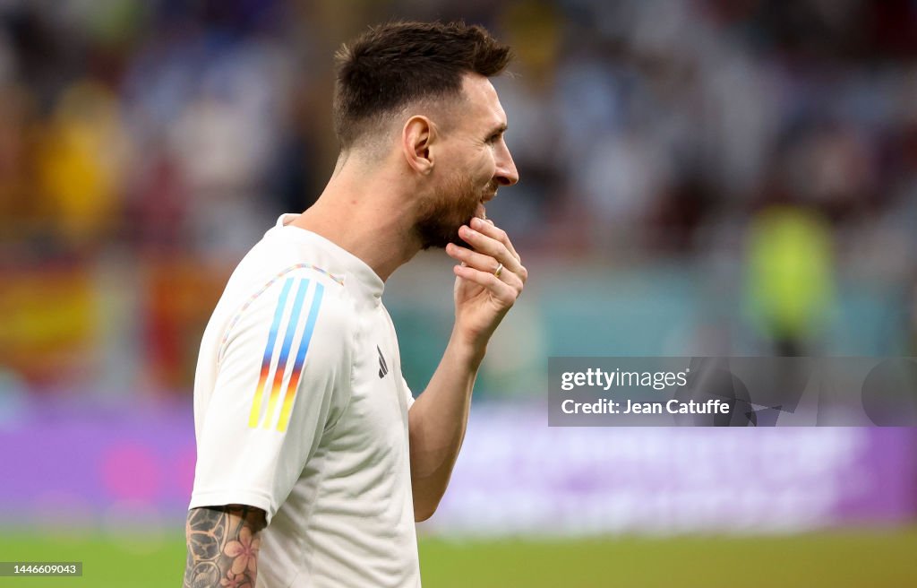 Messi Round Lionel Messi of Argentina during the FIFA World Cup Qatar 2022 Round ...