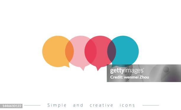 multiple dialogs - communication logo stock illustrations