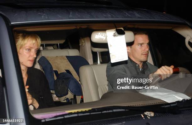 Uma Thurman and Ethan Hawk are seen on November 10, 2002 in Los Angeles, California.