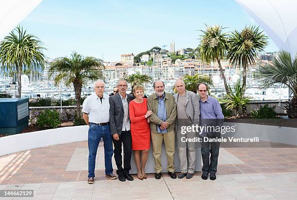 Jury members Michel Andrieu, Remy Chevrin, Gloria Satta, President of the Jury Carlos Diegues, Herve Icovic, Francis Gavelle pose at the Jury Camera...