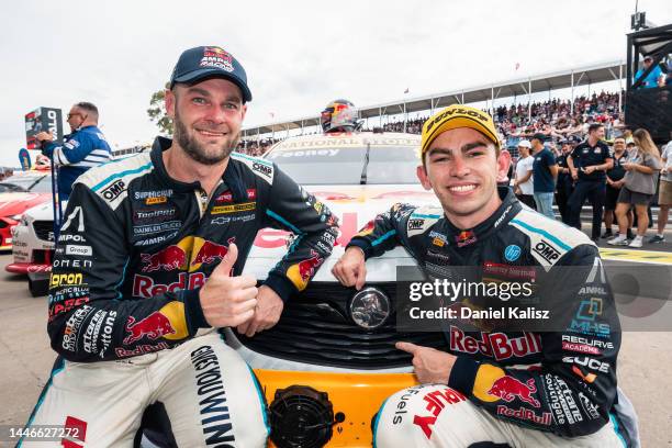 Shane van Gisbergen driver of the Red Bull Ampol Holden Commodore ZB and Broc Feeney driver of the Red Bull Ampol Racing Holden Commodore ZB...