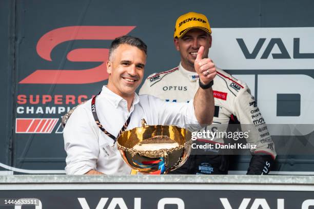 Peter Malinauskas, Premier of South Australia looks on during race 2 of the Adelaide 500, which is part of the 2022 Supercars Championship Season at...