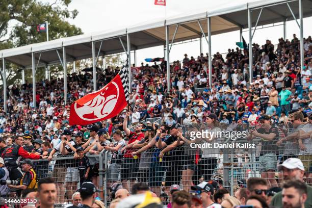 Holden fans look on during race 2 of the Adelaide 500, which is part of the 2022 Supercars Championship Season at Adelaide Parklands Circuit on...