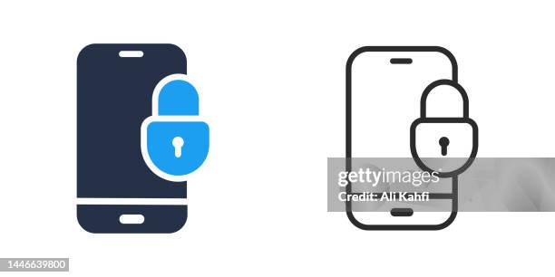mobile phone protection lock icon - spreadsheet computer screen stock illustrations