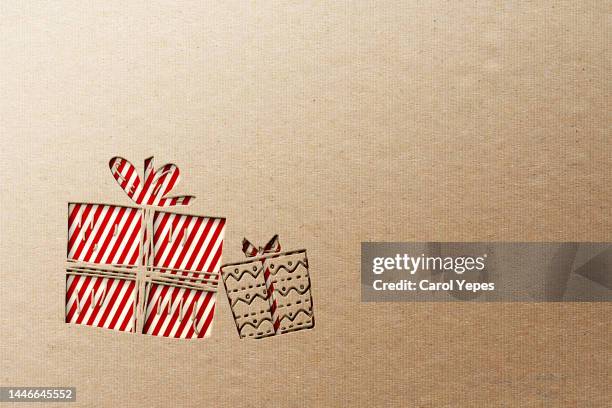 xmas gifts card in paper cut style - candy cane letters stock pictures, royalty-free photos & images
