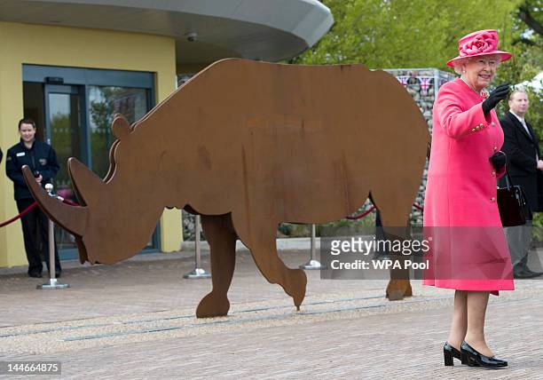 Queen Elizabeth II visits Chester Zoo as part of her tour of the North West on May 17, 2012 in Chester, England. The Queen is visiting many parts of...