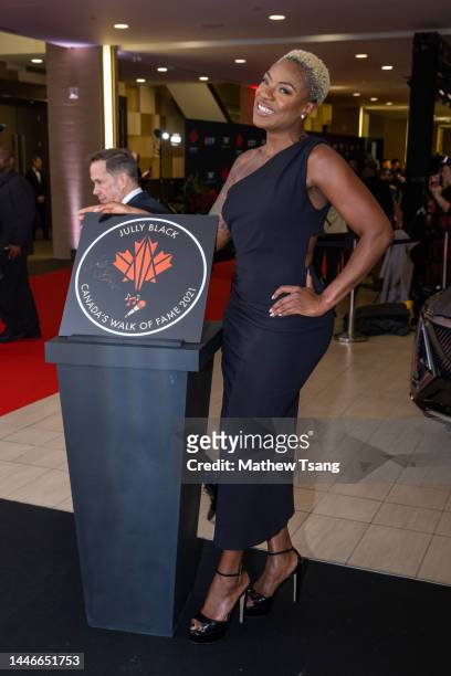 Jully Black attends the unveiling of her Canada’s Walk of Fame 2021 commemorative plaque to celebrate her induction for Arts & Entertainment during...