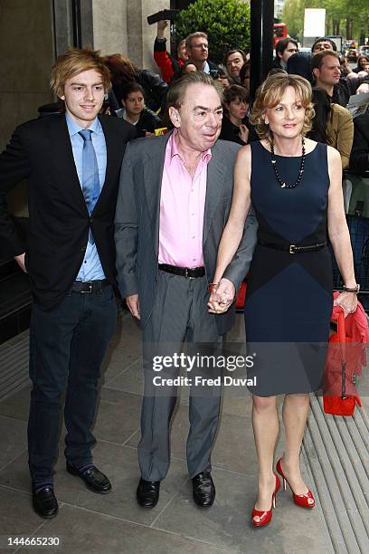 Alastair Lloyd Webber, Lord Lloyd-Webber and Madeleine Lloyd Webber attend the Ivor Novello awards that honours songwriters, composers and music...