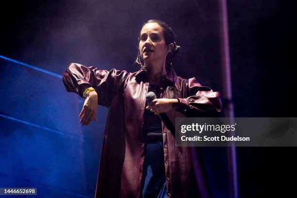 Singer Ximena Sariñana performs onstage during the Besame Mucho Festival at Dodger Stadium on December 03, 2022 in Los Angeles, California.
