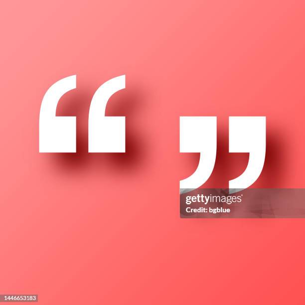 quotation marks. icon on red background with shadow - speech marks stock illustrations