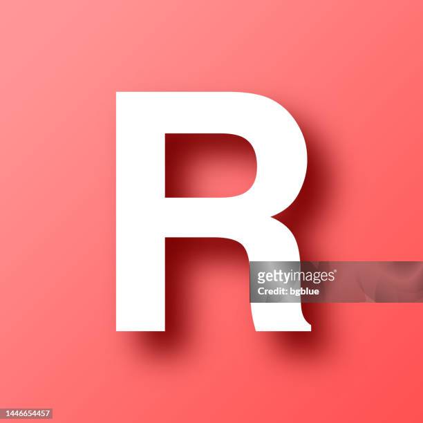 letter r. icon on red background with shadow - r logo stock illustrations