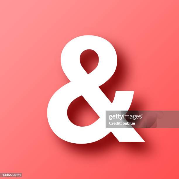 ampersand symbol. icon on red background with shadow - ampersand stock illustrations