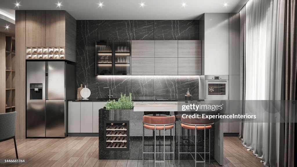 Luxury Apartment Kitchen Interior High-Res Stock Photo - Getty Images