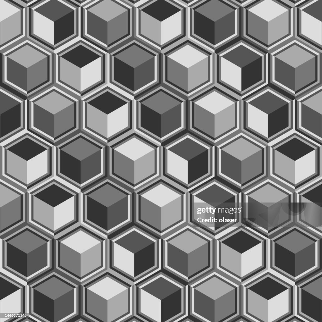 Grayscale 3d Cube Shape In Honeycomb Pattern High-Res Vector Graphic ...