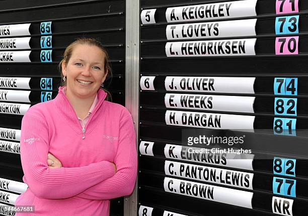 Laura Hendriksen of Hele Park Golf Centre poses for a photo after winning the Glenmuir Women's PGA Professional Championship - Regional Qualifier at...