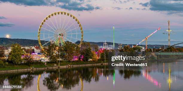 germany, baden-wurttemberg, stuttgart, panoramic view of festival in cannstatter wasen area - stuttgart panorama stock pictures, royalty-free photos & images