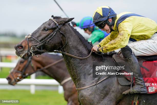 Michael O'Sullivan riding Marine Nationale clear the last to win The Bar One Racing Royal Bond Novice Hurdle at Fairyhouse Racecourse on December 04,...