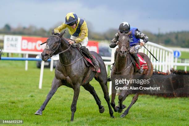 Michael O'Sullivan riding Marine Nationale clear the last to win The Bar One Racing Royal Bond Novice Hurdle at Fairyhouse Racecourse on December 04,...