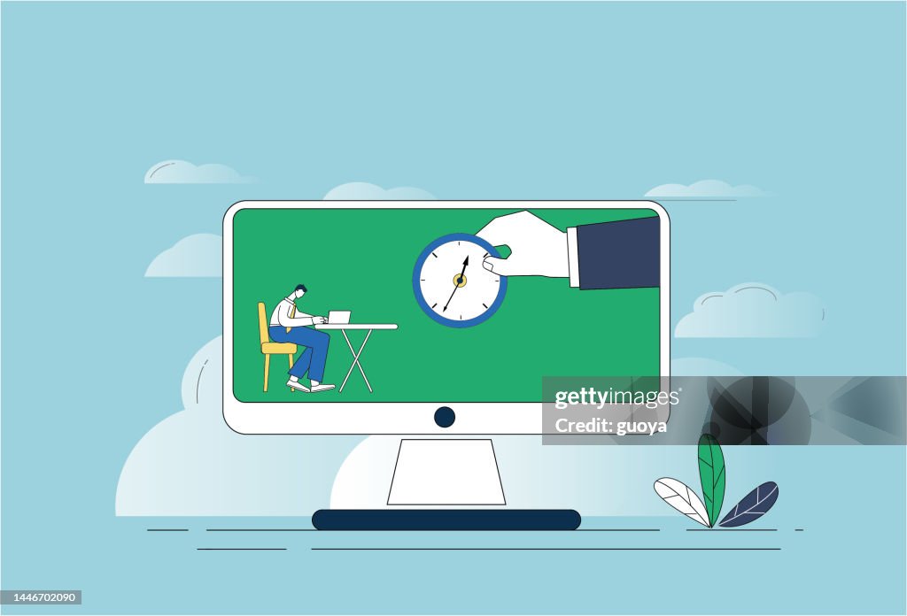 Men Computers Clocks Arms Giving Time High-Res Vector Graphic - Getty ...