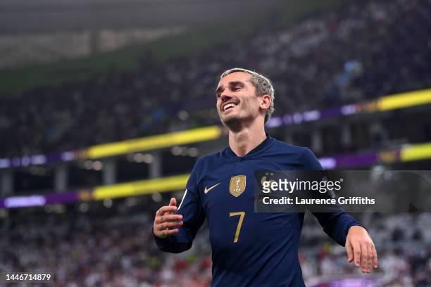 Antoine Griezmann of France reacts during the FIFA World Cup Qatar 2022 Round of 16 match between France and Poland at Al Thumama Stadium on December...