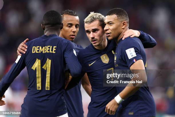 Kylian Mbappe of France celebrates after scoring the team's second goal during the FIFA World Cup Qatar 2022 Round of 16 match between France and...