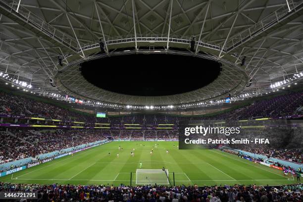 General view inside the stadium during the FIFA World Cup Qatar 2022 Round of 16 match between France and Poland at Al Thumama Stadium on December...