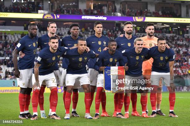 Teamphoto of France with Hugo Lloris of France, Raphael Varane of France, Jules Kounde of France, Dayot Upamecano of France, Theo Hernandez of...