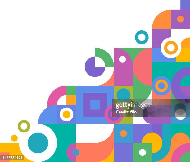 illustrations, cliparts, dessins animés et icônes de formes de couleur bordure géométrique du motif bauhaus - bauhaus