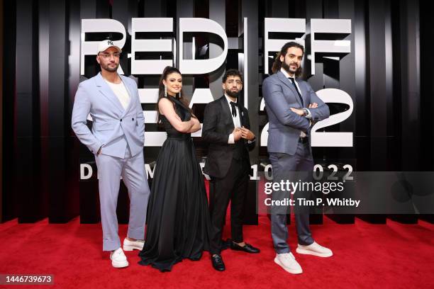 Bilal Fallah, Tara Abboud, Aboubakr Bensaihi and Director Adil El Arbi attend the "Rebel" screening at the Red Sea International Film Festival on...