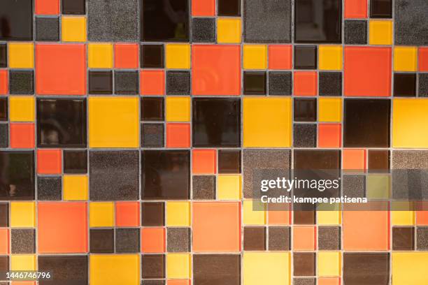 full frame shot of mosaic tiled wall - abundance tiles stock pictures, royalty-free photos & images