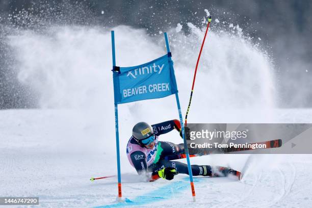 Giovanni Franzoni of Team Italy crashes while skiing the Birds of Prey race course during the Audi FIS Alpine Ski World Cup Men's Super G race at...