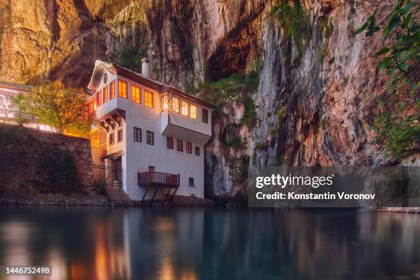blagaj village dervish monastery and buna river. mostar, bosnia - mostar stock pictures, royalty-free photos & images