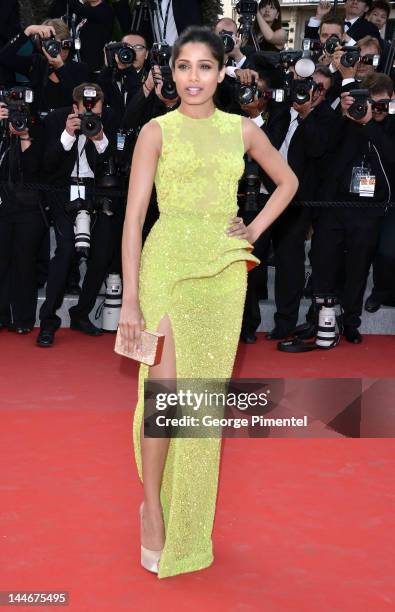 Actress Freida Pinto attends the "De Rouille et D'os" Premiere during the 65th Annual Cannes Film Festival at Palais des Festivals on May 17, 2012 in...