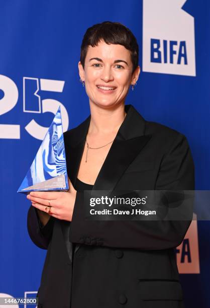 Georgia Oakley wins the Best Director award for 'Blue Jean' during the British Independent Film Awards 2022 at Old Billingsgate on December 04, 2022...