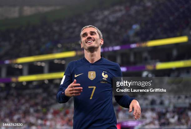 Antoine Griezmann of France looks on during the FIFA World Cup Qatar 2022 Round of 16 match between France and Poland at Al Thumama Stadium on...