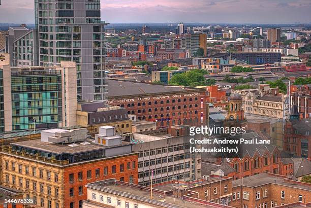 manchester from the town hall bell tower - manchester cityscape stock pictures, royalty-free photos & images