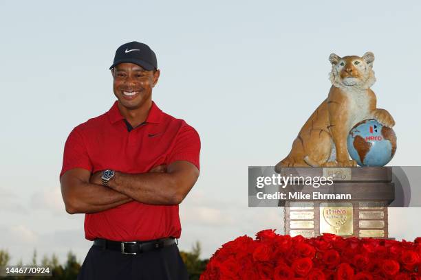 Host Tiger Woods of the United States looks during the final round Hero World Challenge at Albany Golf Course on December 04, 2022 in Nassau, Bahamas.