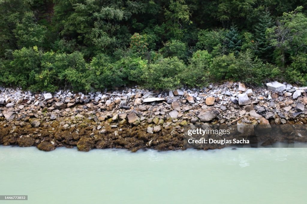 Shoreline with rocks for erosion control