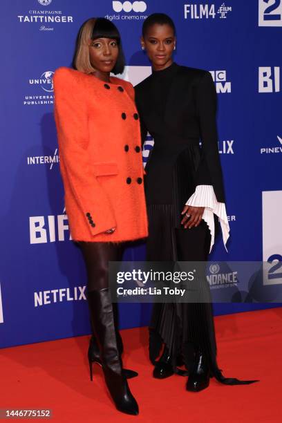 Tamara Lawrance and Letitia Wright attend the British Independent Film Awards 2022 at Old Billingsgate on December 04, 2022 in London, England.