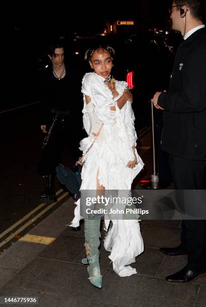 Twigs attends the British Vogue Forces for Change Dinner at The Londoner Hotel on December 04, 2022 in London, England.